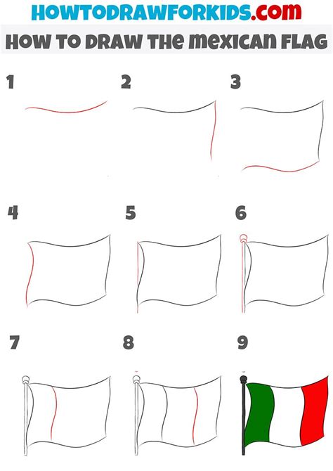 Ow To Draw The Mexican Flag Step By Step Mexican Flag Drawing Mexican