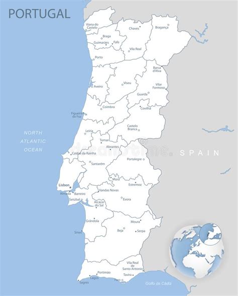 Mapa Detallado De Las Divisiones Administrativas Portugales Y Su Ubicaci N En El Mundo Stock De