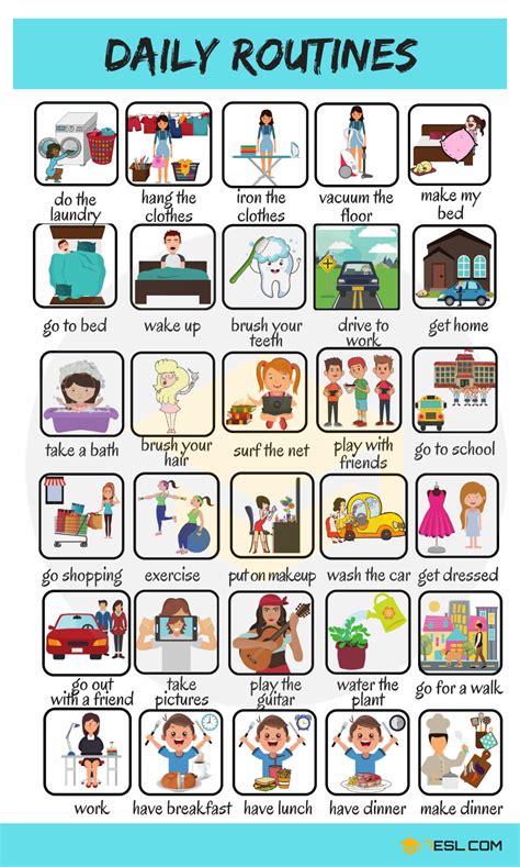 Daily Routines Useful Words To Describe Your Daily Activities • 7esl Dcd