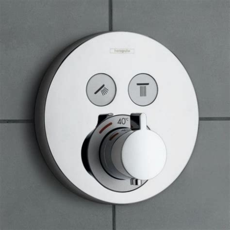 Minimalist styling brings functional shower art to a new level. Hansgrohe ShowerSelect S Thermostatic Mixer, with 2 ...