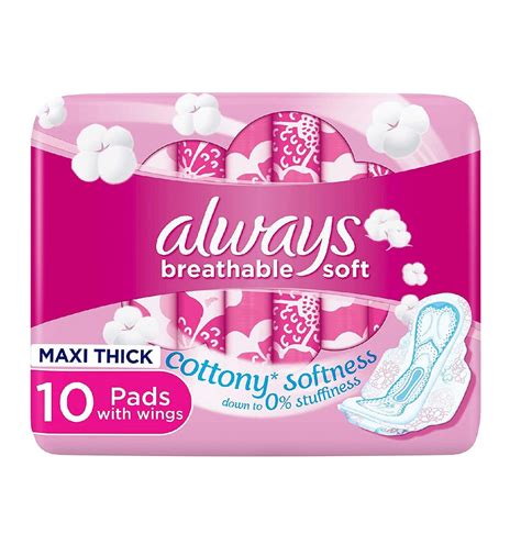 Always Cotton Soft 10 Large Maxi Thick Pads With Wings From Superma