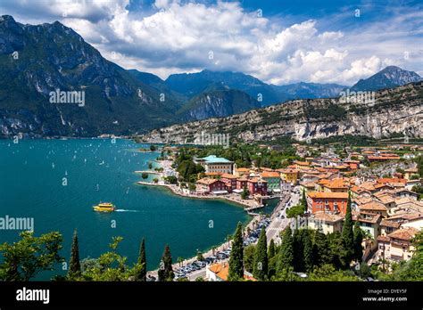 An Aerial View Of The Town Of Torbole Lake Garda Italy Stock Photo