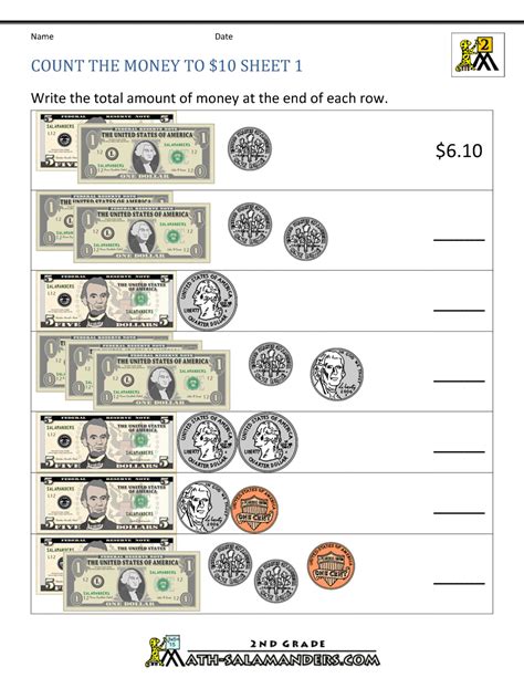 Check spelling or type a new query. Printable Money Worksheets to $10