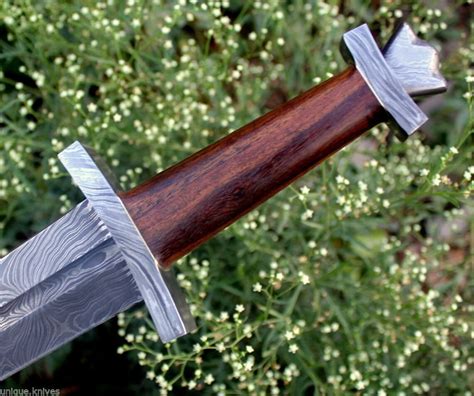 Damascus Steel Viking Sword Handmade Sword32 Inches Rose Wood Etsy