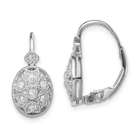 Icecarats 925 Sterling Silver Cubic Zirconia Cz Leverback Earrings