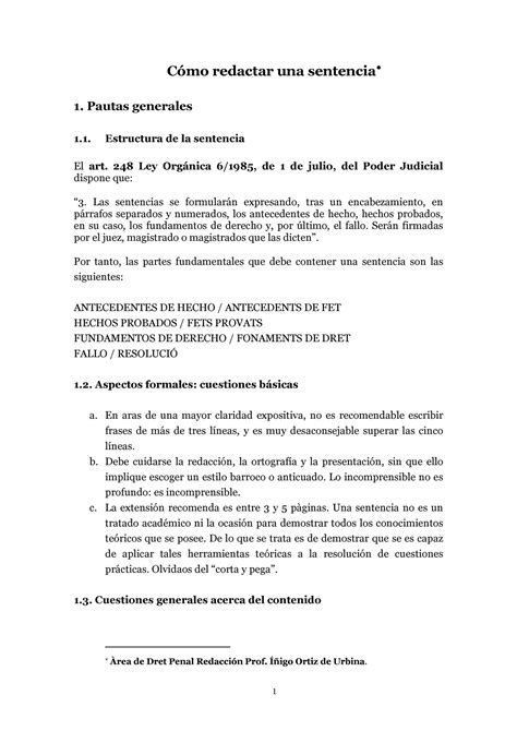 Como redactar sentencia Cómo redactar una sentencia 1 Pautas