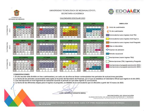 Calendarios Escolares Universidad Tecnológica De Nezahualcóyotl