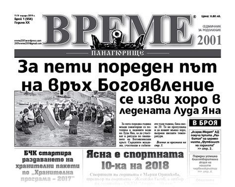 11 януари 2019 Вестник Време 2001 Панагюрище новини от региона на Средногорието