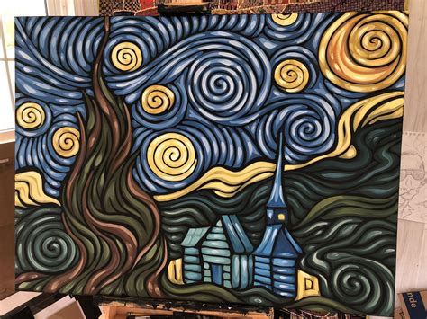 I Made A Version Of Starry Night Today Starry Night Painting Starry