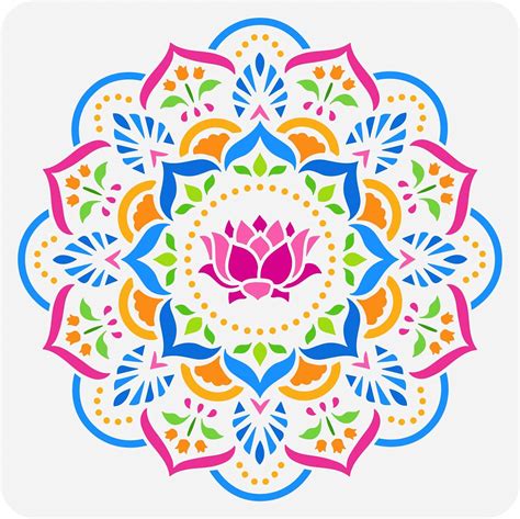 FINGERINSPIRE Lotus Flower Stencil Template 30x30cm Mandala Flowers