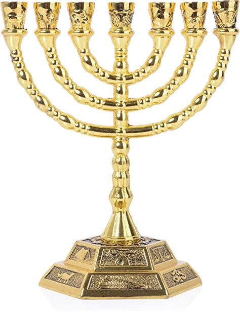 12 Tribes Of Israel Menorah Jerusalem Temple 7 Branch Jewish Candle