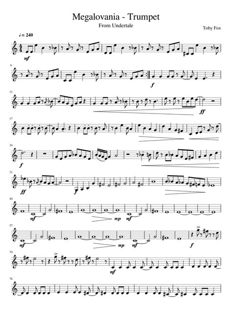 Megalovania Trumpet Sheet Music For Trumpet Download Free In Pdf Or Midi