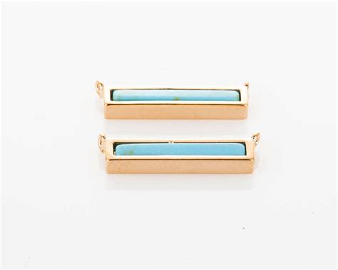 Turquoise Small Bar Connector Necklace Bar Polished Gold Etsy