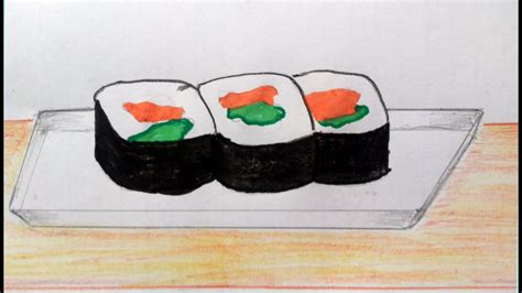 Sushi Drawing Easy Tutorial 🍣 How To Draw Sushi Easy Step By Step Youtube