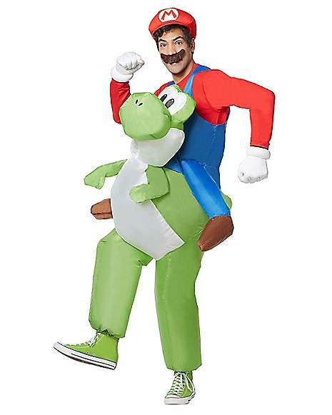 Super Mario Brother Mario Riding Yoshi Inflatable Halloween Costume W Fan Costumes Reenactment