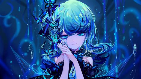 Anime Girl With Blue Hair