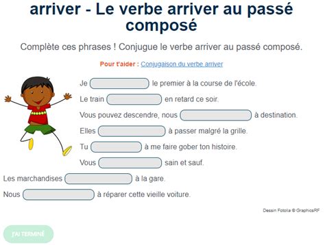 Intermédiaire tweeter partager exercice de français conjugaison : Exercice de conjugaison : Le verbe arriver au passé composé. | Passé composé, Exercice de ...