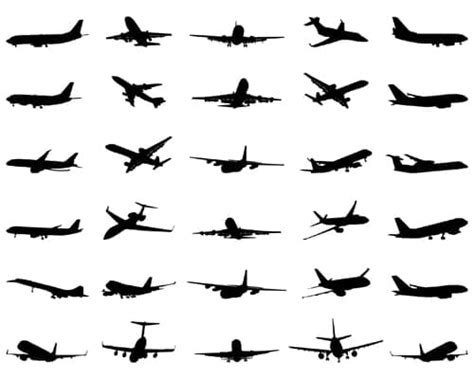 Silhouette Aircraft Set Vector Ai Uidownload
