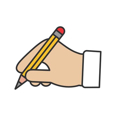 Hand Holding Pencil Color Icon Handwriting Drawing Taking Notes