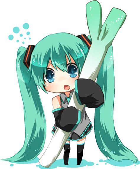 Hatsune Miku Chibi W Leeks Hatsune Miku With Leek Original Size Png