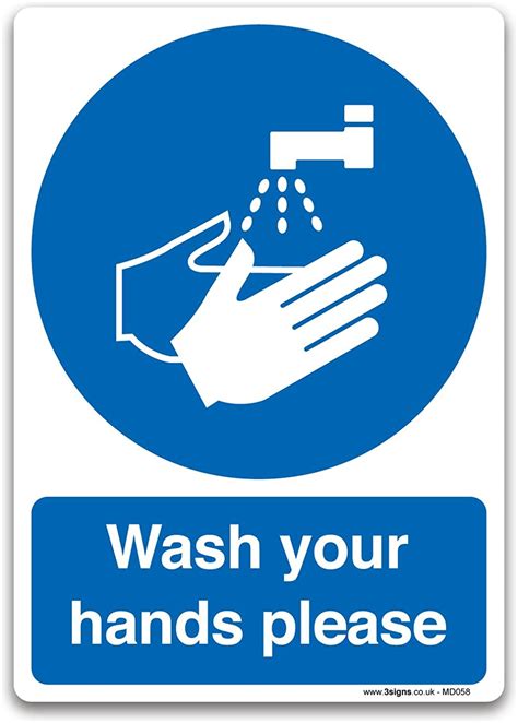 Wash Your Hands Please Sign Self Adhesive Vinyl Sticker Mandatory