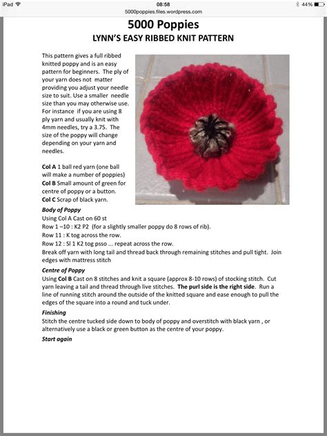 Remembrance Poppy Knitting Pattern Free Eliteserre