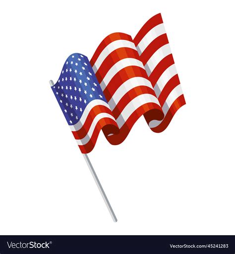 Usa Flag Waving In Pole Royalty Free Vector Image