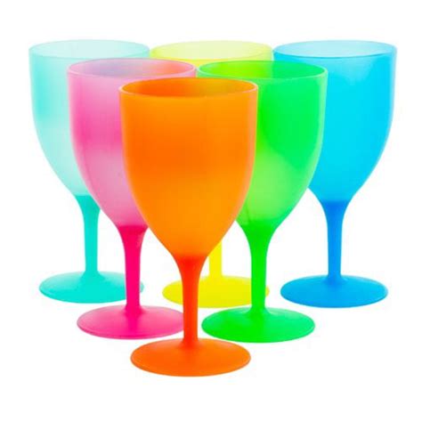 6 Pack Reusable Plastic Picnic Goblets Bpa Free Frosted Color Wine Water Cups