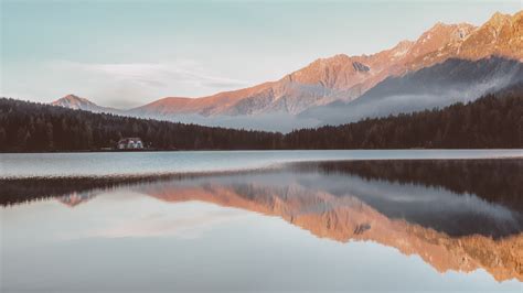 2560x1440 Lakeside Mountain Peak Outdoors Lake Reflection Sunset 4k