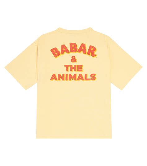 X Babar Printed Cotton Jersey T Shirt In Neutrals The Animals