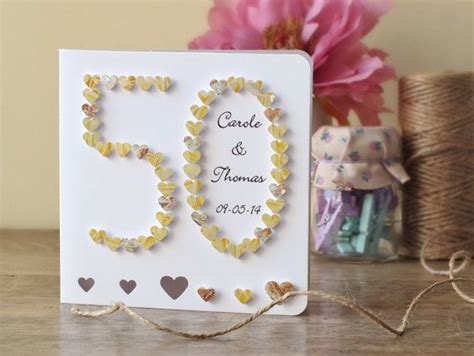 Handmade 3d 50th Golden Wedding Anniversary Card 50th Anniversary Card