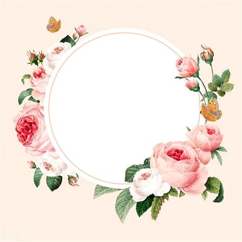 Download Premium Vector Of Blank Floral Round Frame Vector About