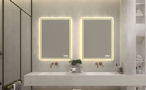 Wisfor Bathroom Mirror With Led Light 60 X 80 Cm Rectangular Dimmable Backlit Lighted 3