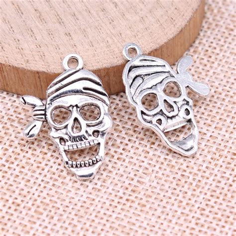 Wysiwyg 10pcs 27x20mm 2 Colors Skull Charms Pendant For Jewelry Making