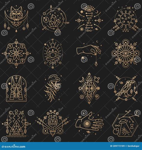 Esoteric Symbols Vector Thin Line Geometric Badge Outline Icon For