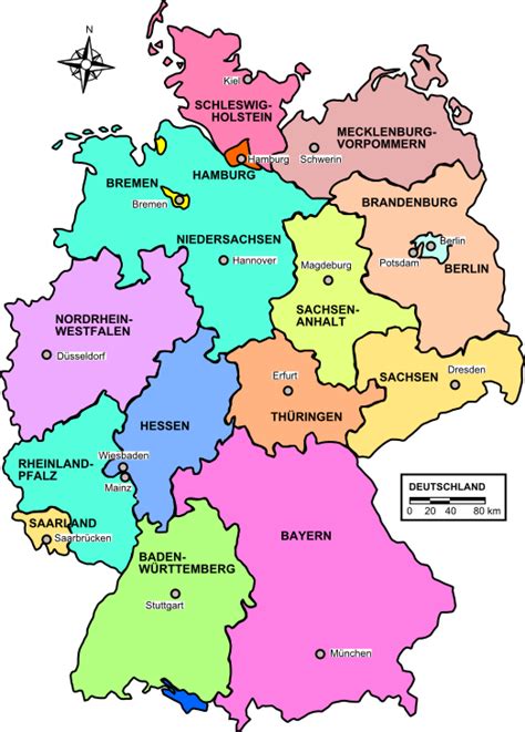 Deutschland kann so vielseitig und unterschiedlich sein. Landkarte Deutschland (politische Karte/Bundesländer) : Weltkarte.com - Karten und Stadtpläne ...
