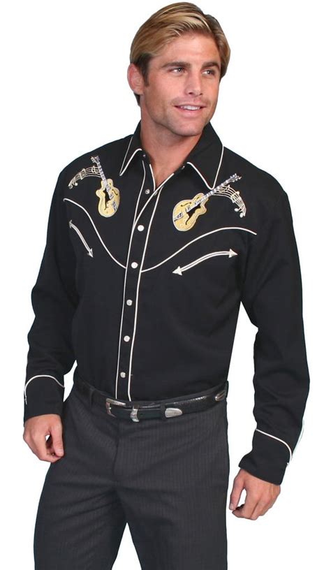 Scully P 665 Blk Xxl Mens Western Shirt Black 2 Extra Large