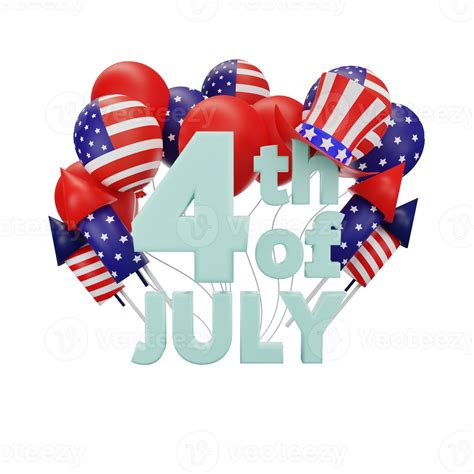 3d Rendering Happy Fourth Of July American Independence Day 8483576 Png