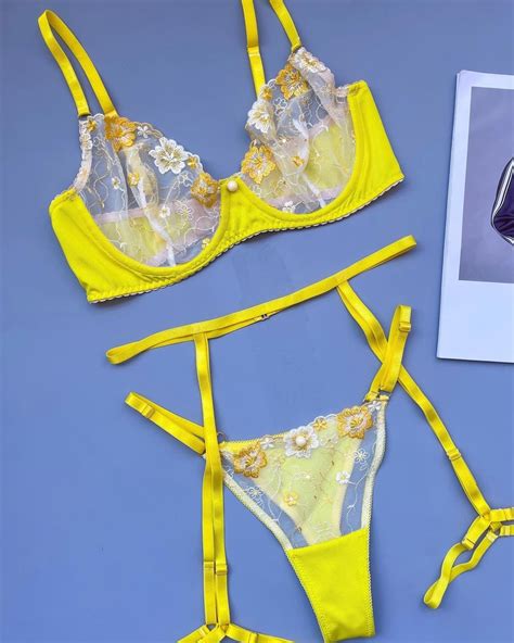 Sexy Lingerie Seterotic Lingerie Yellow Lingerie Set Sexy Etsy
