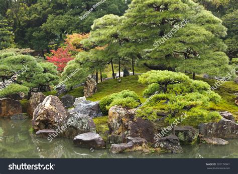 Traditional Japanese Zen Garden In Kyoto Japan Stock