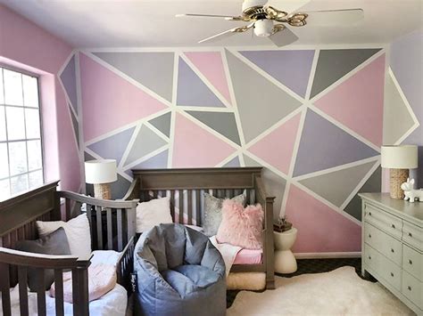 Home Decor Geometric Accent Painted Wall Girls Room Love