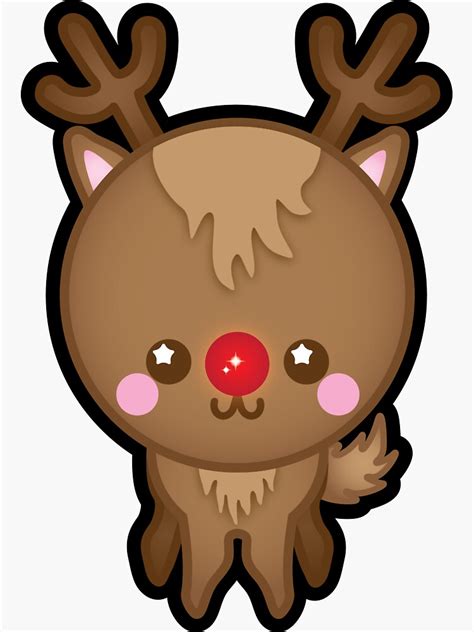 Cute Kawaii Rudolph The Red Nosed Reindeer Sticker By Ladypixelle
