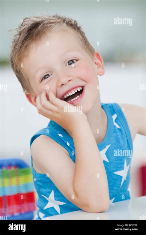 Young Boy Laughing Stock Photo Alamy