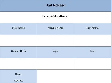 Jail Release Fillable Pdf Form