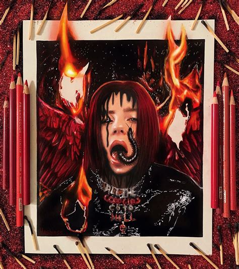 Lucifer Is So Hot So She Burned My Drawing Billieeilish 🖤🔥 New Drawing Inspired By Recent All