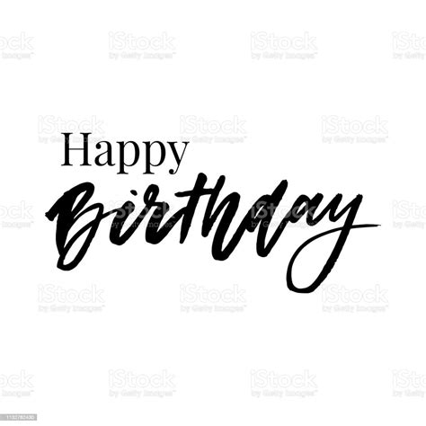 Happy Birthdaybeautiful Greeting Card Scratched Calligraphy Black Text