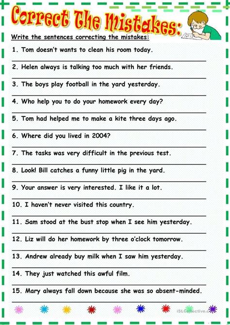 Correct The Mistakes Worksheet Free ESL Printable Worksheets Made By Teachers English Grammar