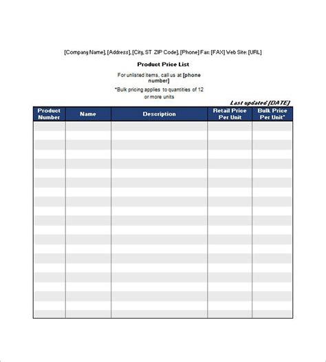 Printable price list template for small business. Price List Template - 9+ Free Word, Excel, PDF Format ...