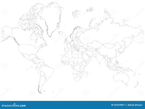 Blank World Map Retro Color With Lakes And Rivers Vector Illustration