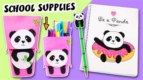Diy School Supplies Panda 🐼 Foldable Pencil Case Notebook And Pencil